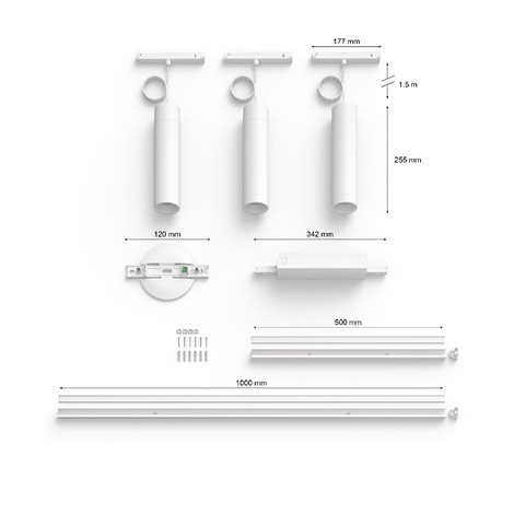 Hue Perifo lištové svítidlo se 3 závěsy, LED WACA 15,6W 1530lm 2000-6500K RGB, bílá 10
