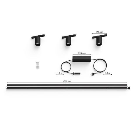 Hue Perifo lištové nástěnné svítidlo se 3 spoty, LED WACA 15,6W 1530lm 2000-6500K RGB, černá 9
