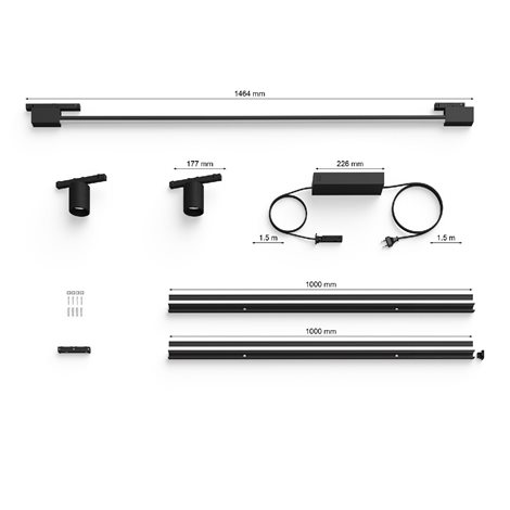 Hue Perifo lištové nástěnné svít. 2 spoty+Gradient Tube, LED WACA 39,9W 3620lm 2000-6500K RGB černá 5