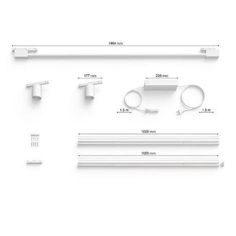 Hue Perifo lištové nástěnné svít. 2 spoty+Gradient Tube, LED WACA 39,9W 3620lm 2000-6500K RGB bílá 9