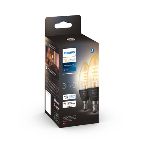Sada 2x Hue WA Filament žárovka LED E14 B39 4,6W 350lm 2200-4500K IP20 4