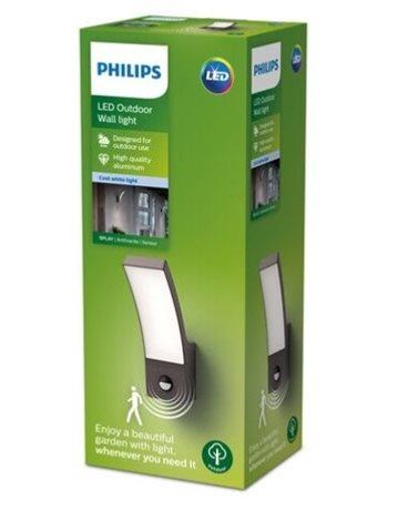 Splay IR venkovní nástěnné LED svítidlo se senzorem 1x12W 1200lm 4000K IP44, antracitové 3