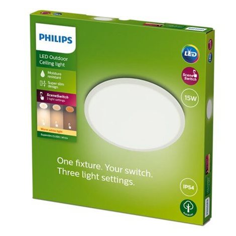 Superslim CL550 venkovní přisazené LED svítidlo 15W 1300lm 2700K krokové stmívání IP54 25cm, bílé 3