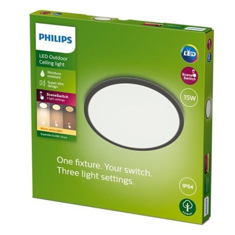 Superslim CL550 venkovní přisazené LED svítidlo 15W 1300lm 2700K krokové stmívání IP54 25cm, černé 3