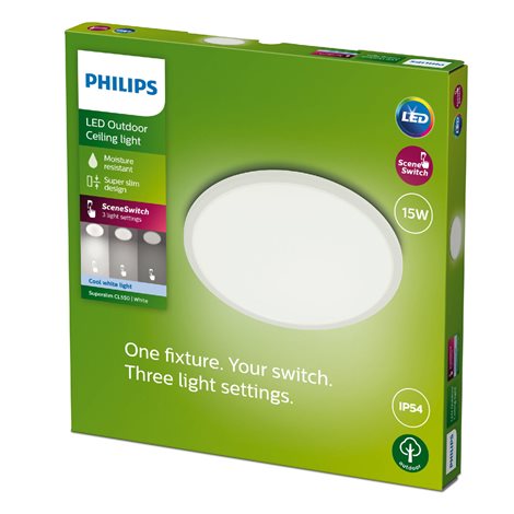 Superslim CL550 venkovní přisazené LED svítidlo 15W 1500lm 4000K krokové stmívání IP54 25cm, bílé 2