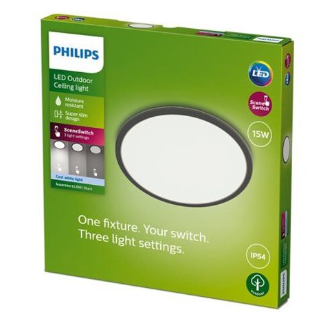 Superslim CL550 venkovní přisazené LED svítidlo 15W 1500lm 4000K krokové stmívání IP54 25cm, černé 5