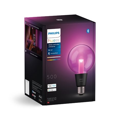 HUE Lightguide LED žárovka E27 G95 6,8W 500lm 2000-6500K RGB CRI80 IP20, stmívatelná 3