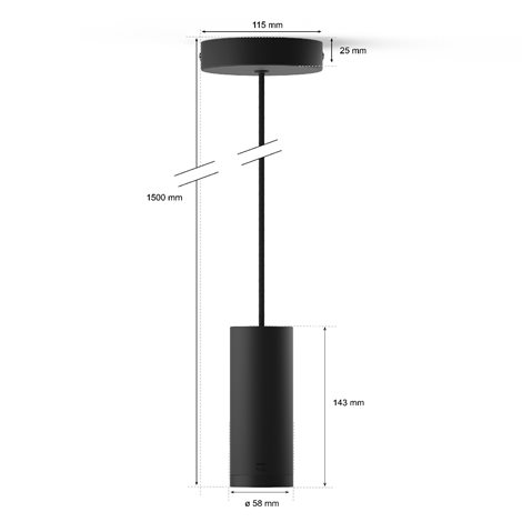 Černý závěsný kabel pro žárovky Philips Hue E27, IP20 2