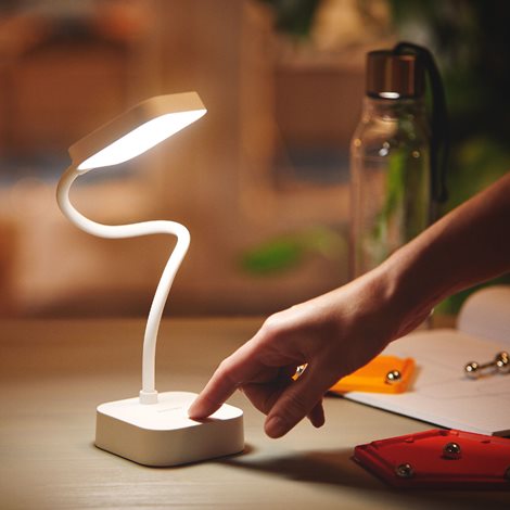 Rock stolní LED lampa 1x5W 90lm 5000K IP20 USB, stmívatelná, bílá 3