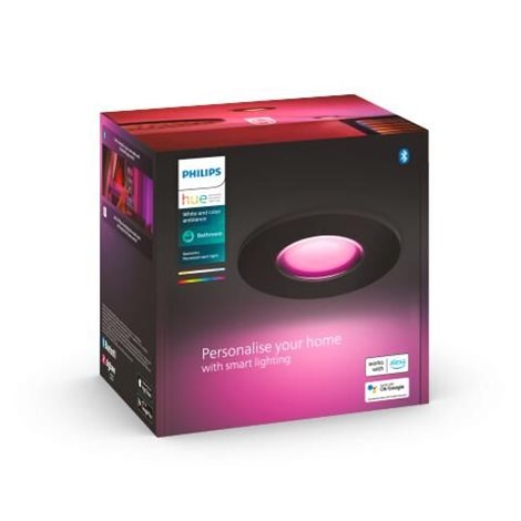 HUE WACA Xamento podhledové LED svítidlo 1x GU10 5.7W 350lm 2000-6500K RGB IP44, černé 2
