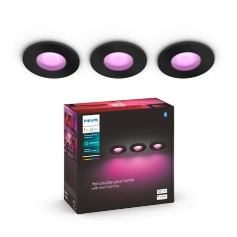 HUE WACA Xamento podhledové LED svítidlo 3xGU10 5.7W 350lm 2000-6500K RGB IP44, černé 5