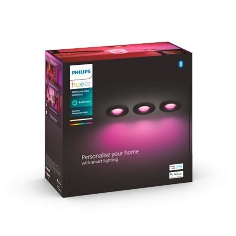HUE WACA Xamento podhledové LED svítidlo 3xGU10 5.7W 350lm 2000-6500K RGB IP44, černé 2