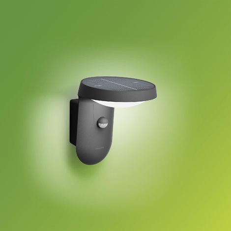 Tyla IR solární venkovní nástěnné LED svítidlo se senzorem 1,2W 255lm 3000K IP44, antracit 6
