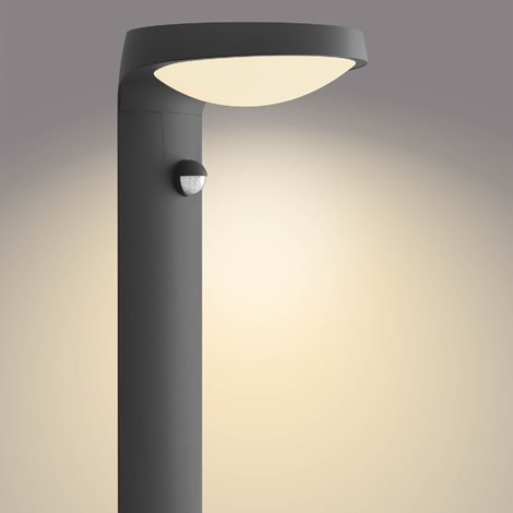 Tyla IR solární venkovní sloupkové LED svítidlo se senzorem 1,2W 255lm 3000K IP44 40cm, antracit 9
