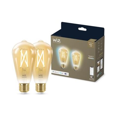 WiZ SET 2x LED žárovka E27 ST64 Filmant amber 6,7W (50W) 640lm 2000-5000K IP20, stmívatelné 1