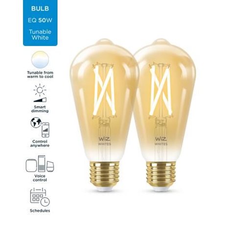 WiZ SET 2x LED žárovka E27 ST64 Filmant amber 6,7W (50W) 640lm 2000-5000K IP20, stmívatelné 2