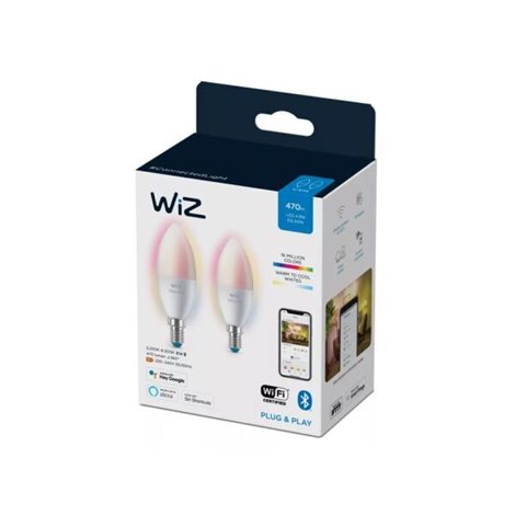 WiZ SET 2x LED žárovka E14 C37 Candle 4,9W (40W) 470lm 2700-6500K RGB IP20, stmívatelná 2