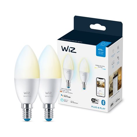 WiZ SET 2x LED žárovka E14 C37 Candle 4,9W (40W) 470lm 2700-6500K IP20, stmívatelná 2