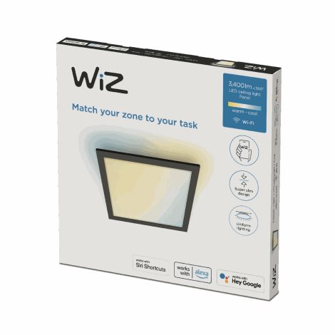 WiZ přisazený LED 36W 3400lm 2700-6500K IP20 60x60cm, černý 6