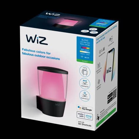 WiZ Elpas venkovní nástěnné LED svítidlo 8,5W 650lm 2700-5000K RGB IP44, černé 6