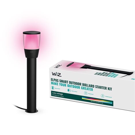 WiZ Elpas 12V venkovní sloupkové LED svítidlo 4,8W 320lm 2700-5000K RGB IP65 52cm, černé-Starter Kit 1