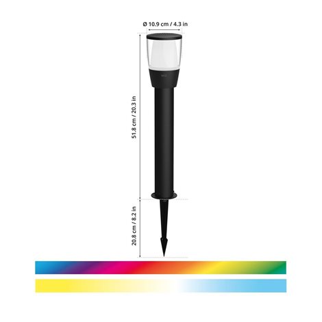 WiZ Elpas 12V venkovní sloupkové LED svítidlo 4,8W 320lm 2700-5000K RGB IP65 52cm, černé-Starter Kit 2