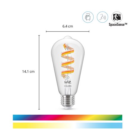 WiZ LED žárovka E27 ST64 6,3W 470lm 2200-6500K RGB IP20, stmívatelná 3