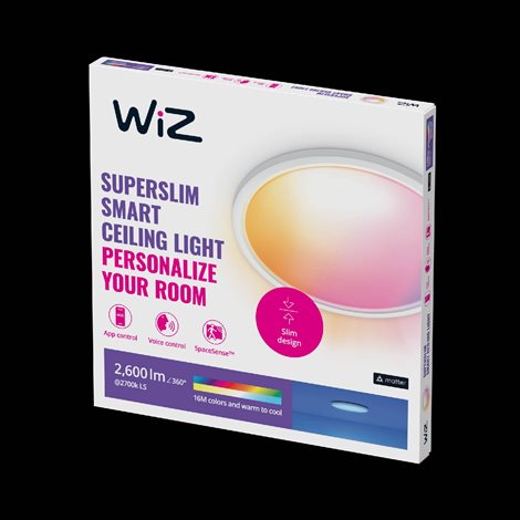 WiZ SuperSlim přisazené LED svítidlo 22W 2600lm 2700-6500K RGB IP20 42cm, bílé 2