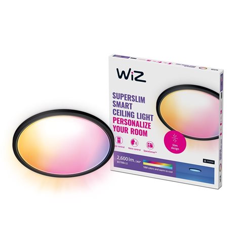 WiZ SuperSlim přisazené LED svítidlo 22W 2600lm 2700-6500K RGB IP20 42cm, černé 1