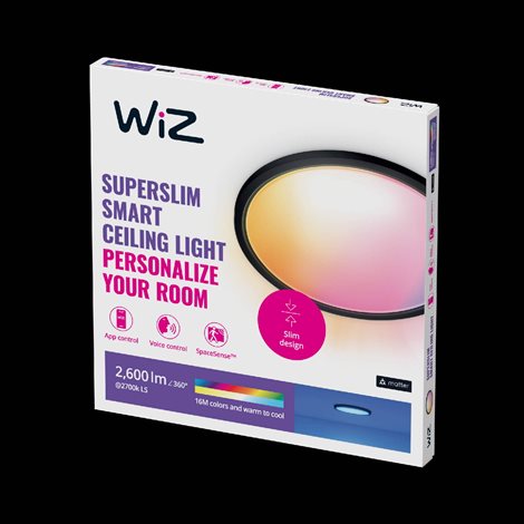 WiZ SuperSlim přisazené LED svítidlo 22W 2600lm 2700-6500K RGB IP20 42cm, černé 6