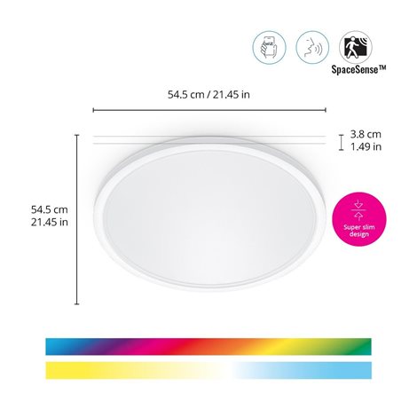 WiZ SuperSlim přisazené LED svítidlo 32W 3750lm 2700-6500K RGB IP20 54cm, bílé 4