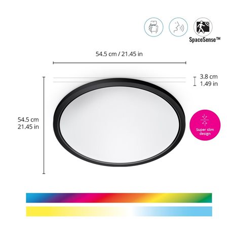 WiZ SuperSlim přisazené LED svítidlo 32W 3750lm 2700-6500K RGB IP20 54cm, černé 5