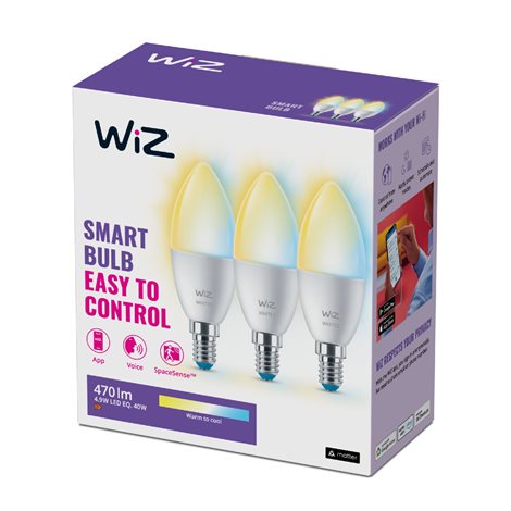 WiZ SET 3x LED žárovka E14 C37 4,9W 470lm 2700-6500K IP20, stmívatelná 1