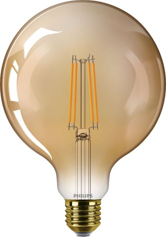 LED filament žárovka E27 G125 7W (40W) 470lm 1800K nestmívatelná, jantarová 1