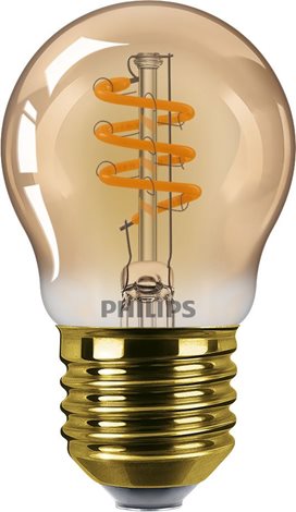 LED filament žárovka E27 P45 3W (25W) 250lm 2200K stmívatelná, jantarová 1