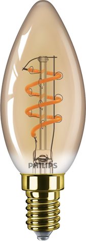 LED filament žárovka E14 B35 3W (25W) 250lm 2200K stmívatelná, jantarová 1