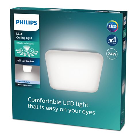 Mauve CL270 přisazené svítidlo LED 24W 3000lm 4000K 43cm hranaté IP20, bílé 3