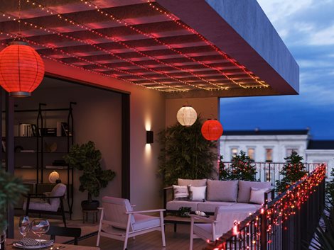 Hue FESTAVIA světelný řetěz 28W 2000-6500K RGB 40m IP54, černý 8