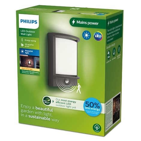 Samondra UltraEfficient venkovní nástěnné svítidlo se senzorem LED 3,8W 800lm 2700K IP44, antracit 3