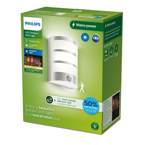 Python UltraEfficient venkovní nástěnné svítidlo se senzorem LED 3,8W 800lm 2700K IP44, nerezové 4