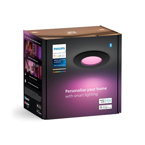 Hue WCA Slim koupelnové zápustné svítidlo LED 8,3W 790lm 2200-6500K RGB 9cm kulaté IP44, černé 2