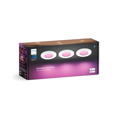 Hue WCA Slim zápustné svítidlo 3x LED 8,3W 750lm 2200-6500K RGB CRI80 9cm kulaté IP44, bílé 2