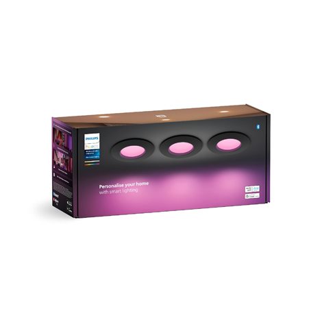 Hue WCA Slim zápustné svítidlo 3x LED 8,3W 790lm 2200-6500K RGB CRI80 9cm kulaté IP44, černé 2