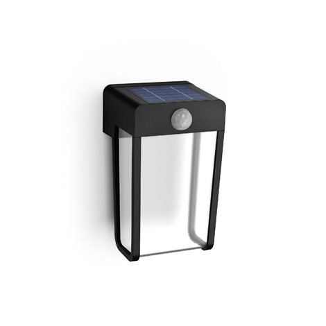 Shroud solární venkovní nástěnné LED svítidlo se senzorem 2,3W 250lm 2700K IP44, černé 1