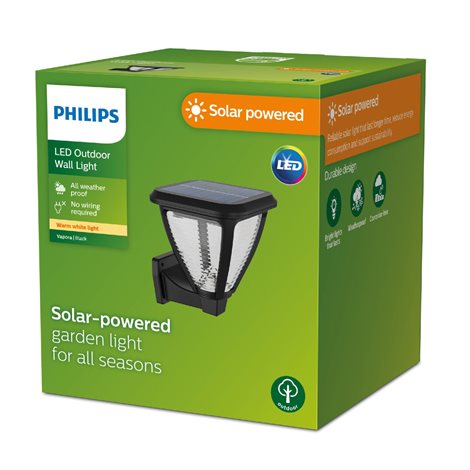 Vapora solární venkovní nástěnné LED svítidlo 1,5W 200lm 2700K IP44, černé 2