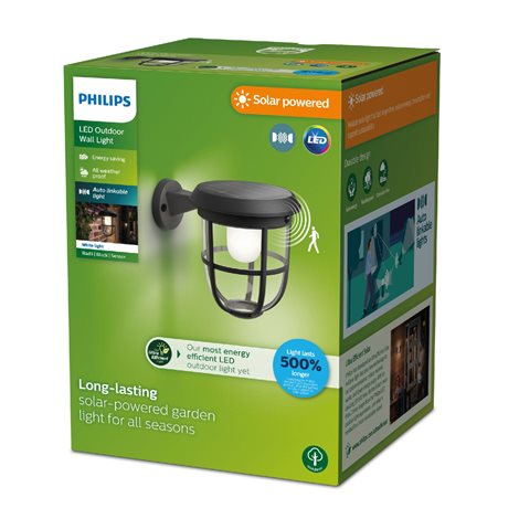 Radii UltraEfficient solární venkovní nástěnné LED svítidlo 1,3W 250lm 3000K IP44, černé 3
