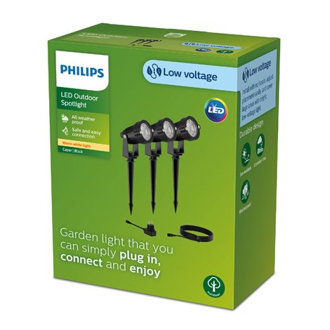 Caper GardenLink venkovní nízkonapětové zemní svítidlo 3x LED 1,5W 180lm 2700K 24V IP44, černé 3