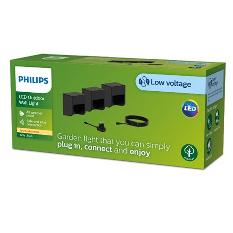 Grits GardenLink venkovní nízkonapětové nástěnné svítidlo 3x LED 1,5W 180lm 2700K 24V IP44, černé 2
