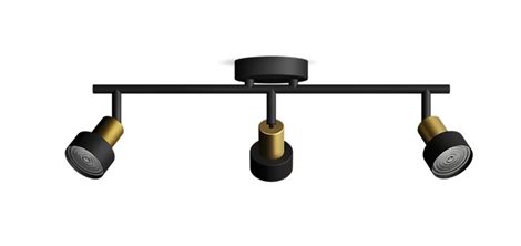 Conduit bodové svítidlo 3x GU10 5W bez zdroje 48,5cm IP20, černé/zlaté 1