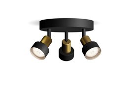 Conduit bodové svítidlo 3x GU10 5W bez zdroje 20cm kulaté IP20, černé/zlaté